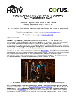 HGTV Canada Fall Programming