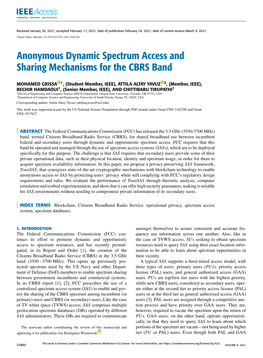 Anonymous Dynamic Spectrum Access and Sharing Mechanisms for the CBRS Band