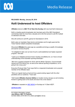 Kelli Underwood to Host Offsiders