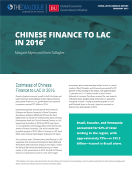 Chinese Finance to Lac in 2016*