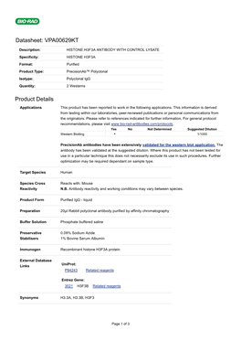 Datasheet: VPA00629KT Product Details