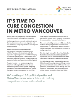 It's Time to Cure Congestion in Metro Vancouver