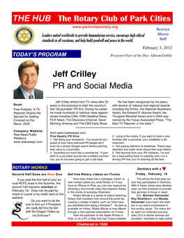 THE HUB the Rotary Club of Park Cities Jeff Crilley PR and Social