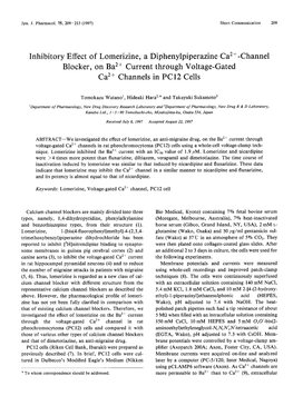 Inhibitory Effect of Lomerizine, a Diphenylpiperazine Ca2+ -Channel Blocker, on Ba2+ Current Through Voltage-Gated Ca2+ Channels in PC 12 Cells