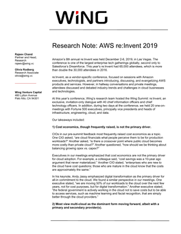 AWS Re:Invent 2019