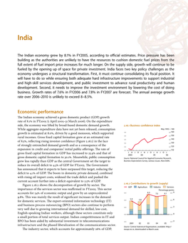 Economic Performance the Indian Economy Achieved a Gross Domestic Product (GDP) Growth Rate of 8.1% in FY2005 (1 April 2005–31 March 2006)