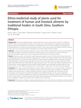 Ethno-Medicinal Study of Plants Used for Treatment of Human And
