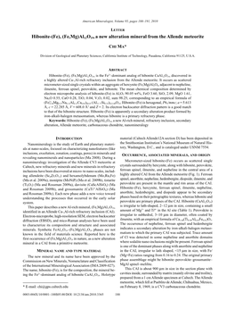 Hibonite-(Fe); (Fe; Mg)Al12o19; a New Alteration Mineral from The