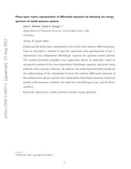 Phase-Space Matrix Representation of Differential Equations for Obtaining the Energy Spectrum of Model Quantum Systems