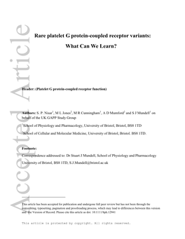 Rare Platelet G Proteincoupled Receptor Variants: What Can We