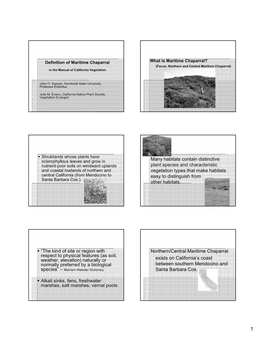 Definition of Maritime Chaparral in the Manual of California Vegetation