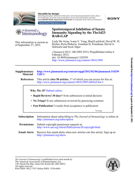 RAB-GAP Immunity Signaling by the Tbc1d23 Spatiotemporal Inhibition