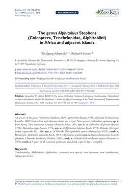 The Genus Alphitobius Stephens (Coleoptera, Tenebrionidae, Alphitobiini) in Africa and Adjacent Islands