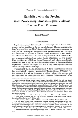 Gambling with the Psyche: Does Prosecuting Human Rights Violators Console Their Victims?