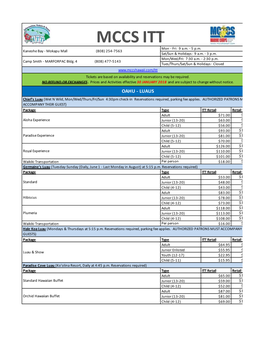 MCCS ITT Mon ‐ Fri: 9 A.M