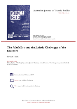 The Marja'iyya and the Juristic Challenges of the Diaspora