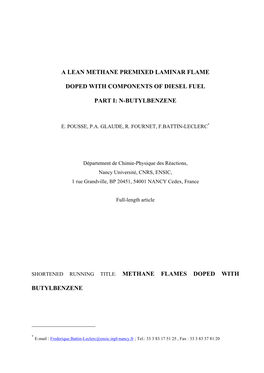 A Lean Methane Premixed Laminar Flame Doped with Components Of