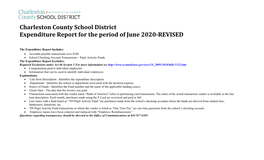 Charleston County School District Expenditure Report for the Period of June 2020-REVISED