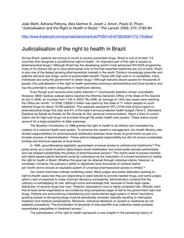 Judicialisation of the Right to Health in Brazil