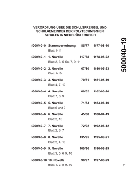 VERORDNUNG ÜBER DIE SCHULSPRENGEL UND SCHULGEMEINDEN DER POLYTECHNISCHEN SCHULEN in NIEDERÖSTERREICH 5000/40–0 Stammverordnu