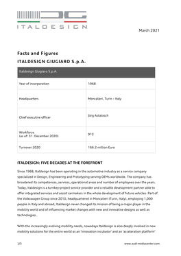 Facts and Figures ITALDESIGN GIUGIARO S.P.A