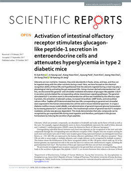 Activation of Intestinal Olfactory Receptor Stimulates Glucagon