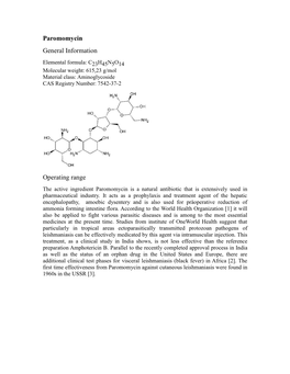 Paromomycin General Information Operating Range