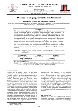 Policies on Language Education in Indonesia