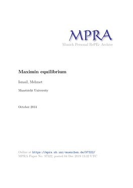 Maximin Equilibrium