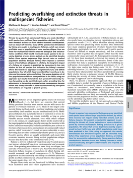 Predicting Overfishing and Extinction Threats in Multispecies Fisheries