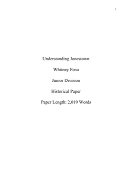 Understanding Jonestown Whitney Fosu Junior Division Historical