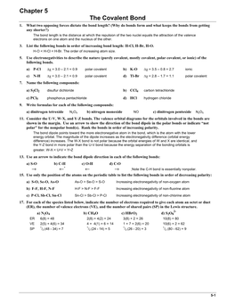 Chapter 5 the Covalent Bond 1