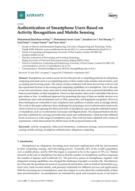Authentication of Smartphone Users Based on Activity Recognition and Mobile Sensing