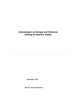 Commission on Gangs and Violence: Uniting to Improve Safety