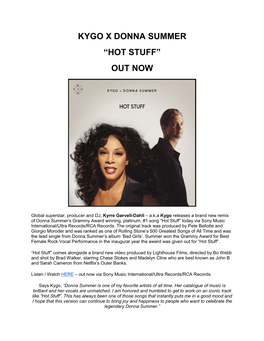 Kygo X Donna Summer “Hot Stuff” Out