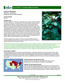 Plant Conservation Alliance®S Alien Plant Working Group Common