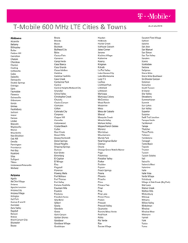 T-Mobile 600 Mhz LTE Cities & Towns