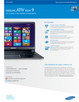 Samsung Ativ Book 9 the Ultimate Ultra-Portables for Business
