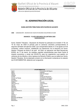 Butlletí Oficial De La Província D´Alacant Boletín Oficial De La