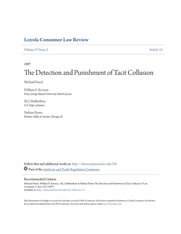 The Detection and Punishment of Tacit Collusion, 9 Loy