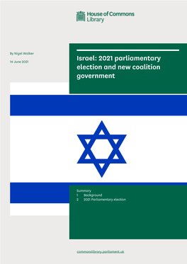 Israel: 2021 Parliamentary Election and New Coalition Government