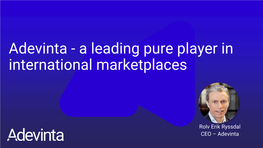 Adevinta - a Leading Pure Player in International Marketplaces