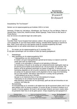 Doarpsbelang “De Twa Doarpen” Notulen Van