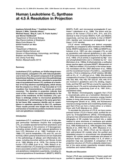 Human Leukotriene C4 Synthase at 4.5 A˚Resolution in Projection