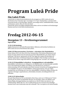 Program Luleå Pride