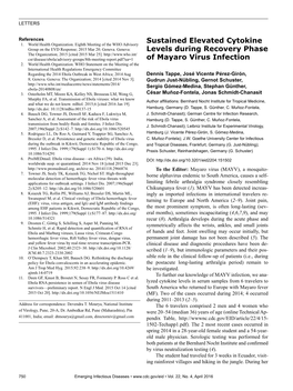 Sustained Elevated Cytokine Levels During Recovery Phase of Mayaro Virus Infection