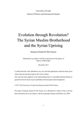 Evolution Through Revolution? the Syrian Muslim Brotherhood and the Syrian Uprising