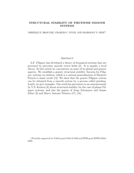 Structural Stability of Piecewise Smooth Systems