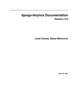 Django-Tinymce Documentation Release 2.3.0