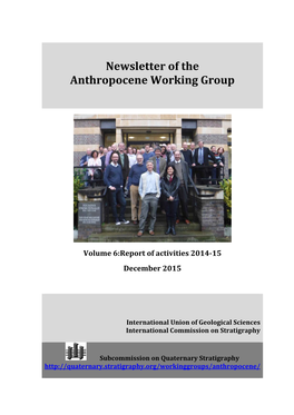 Newsletter of the Anthropocene Working Group